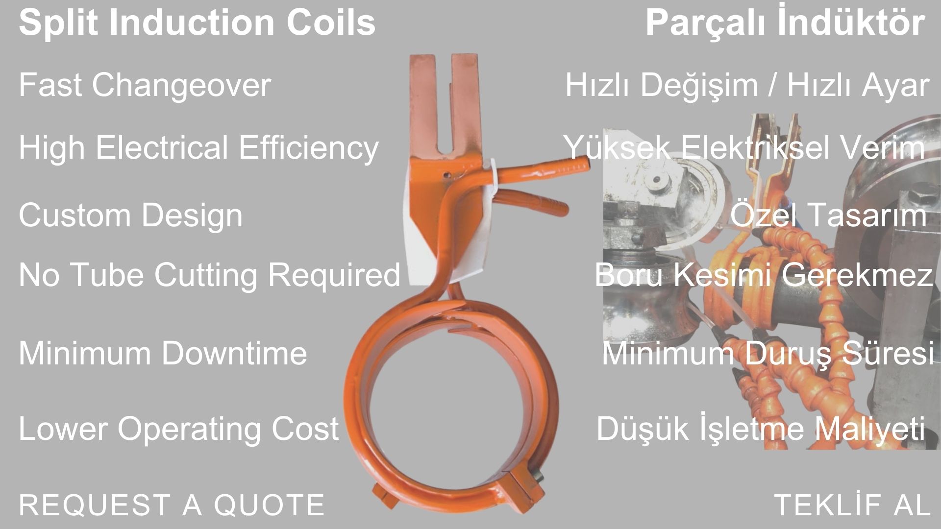 Split induction welding coil for ERW tube and pipe mill production – high frequency welding system Ucar Teknik Turkey
