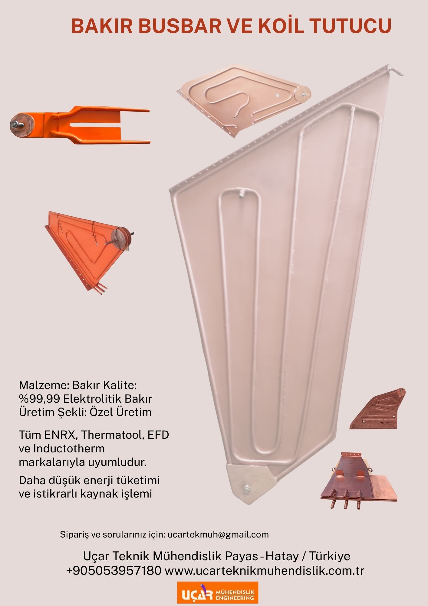bakır busbar koil tutucu namlu başlık